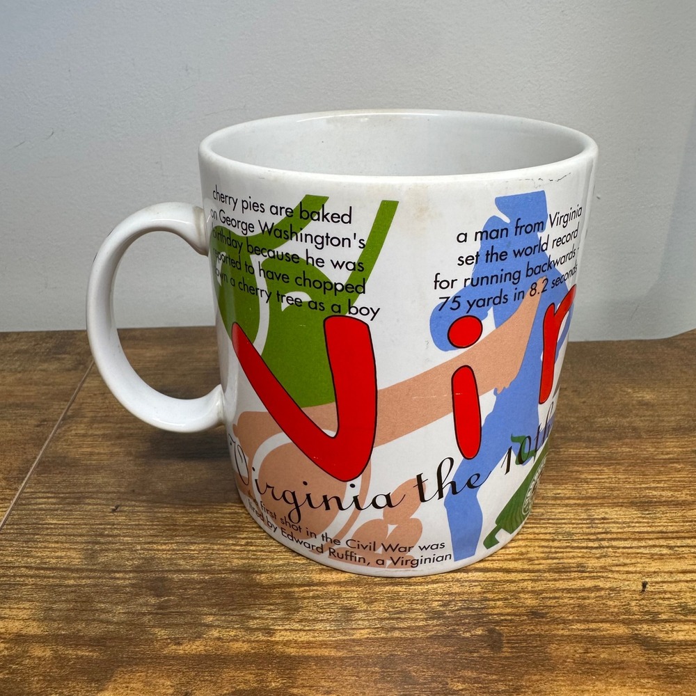 Vintage 1997 Starbucks States of Bean Virginia Coffee Mug Collector Series
